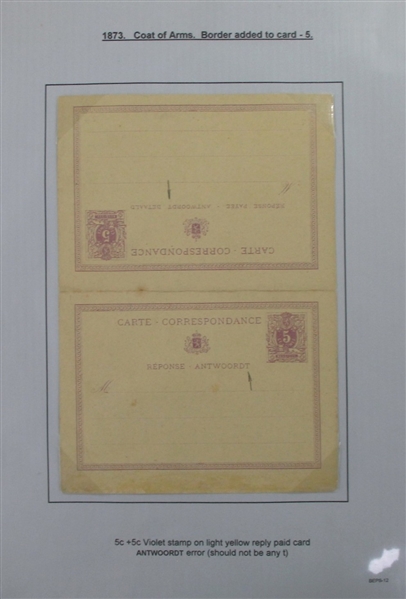 Belgium Pre-1900 Postal Stationery Collection (Est $300-400)