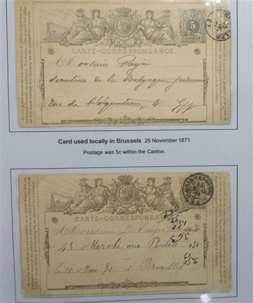 Belgium Pre-1900 Postal Stationery Collection (Est $300-400)