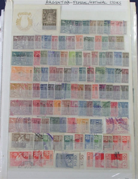 Argentina Large Collection of Revenues, Telegraphs, and Charity Stamps (Est $200-300)