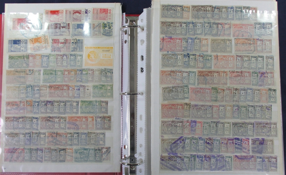 Argentina Large Collection of Revenues, Telegraphs, and Charity Stamps (Est $200-300)