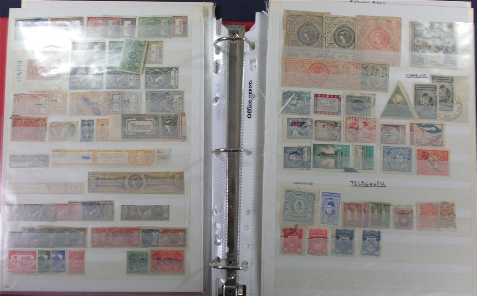 Argentina Large Collection of Revenues, Telegraphs, and Charity Stamps (Est $200-300)