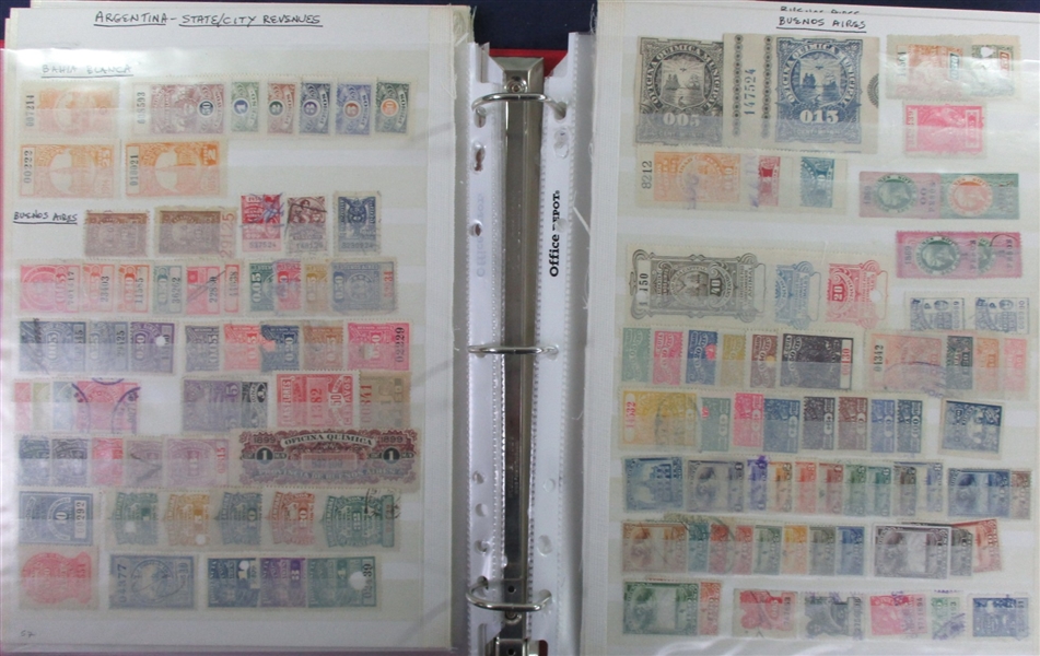 Argentina Large Collection of Revenues, Telegraphs, and Charity Stamps (Est $200-300)