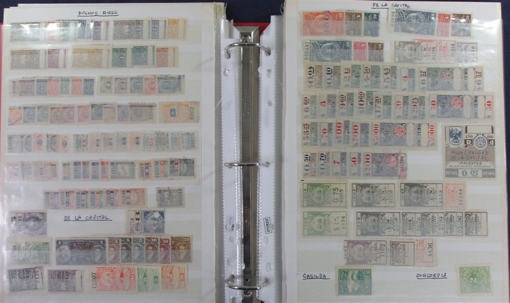 Argentina Large Collection of Revenues, Telegraphs, and Charity Stamps (Est $200-300)