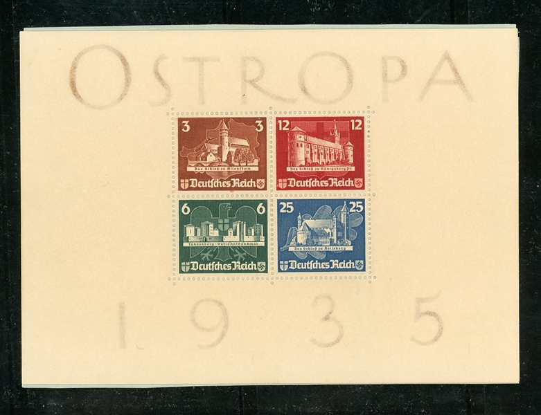 Germany Scott B68 MH F-VF, 1935 OSTROPA Souvenir Sheet (SCV $975)