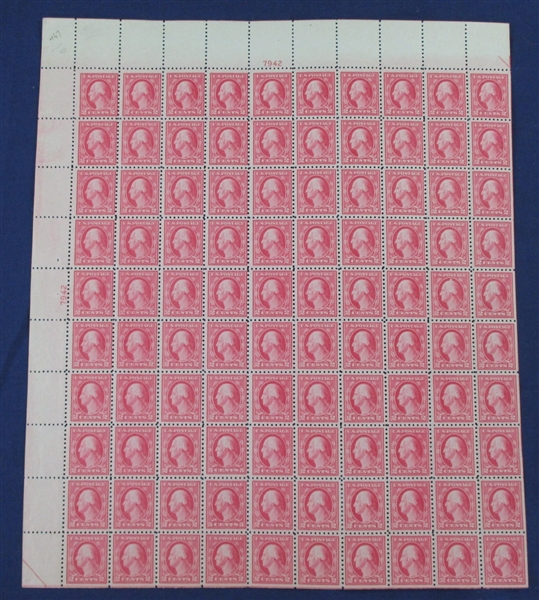 USA Scott 467 Double Error in Full Sheet of 100 MNH F-VF (Est $3000-3500)