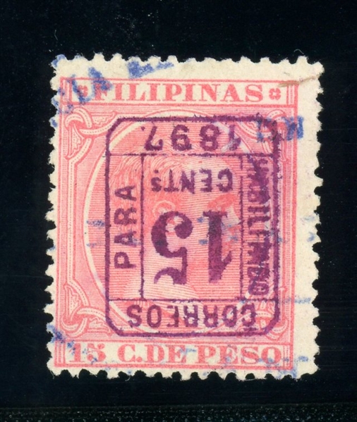 Spanish Philippines Scott 191 variety (Edifil 130F variety), Sismondo Cert (Est $100-150)