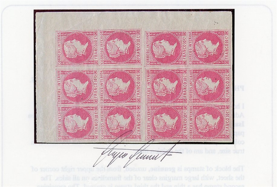 Spanish Philippines Scott 11 variety (Edifil #8), Block of 12 Unused with 2003 Sismnondo Cert (Est $200-300)