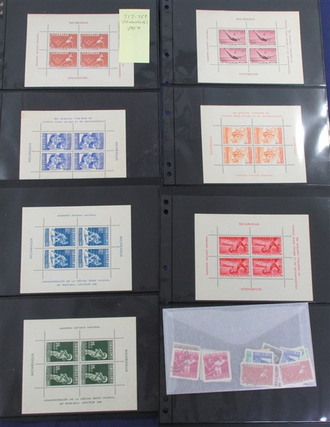 Nicaragua Scott 717-729, C296-C308 Sheetlets and Sets (SCV $875++)