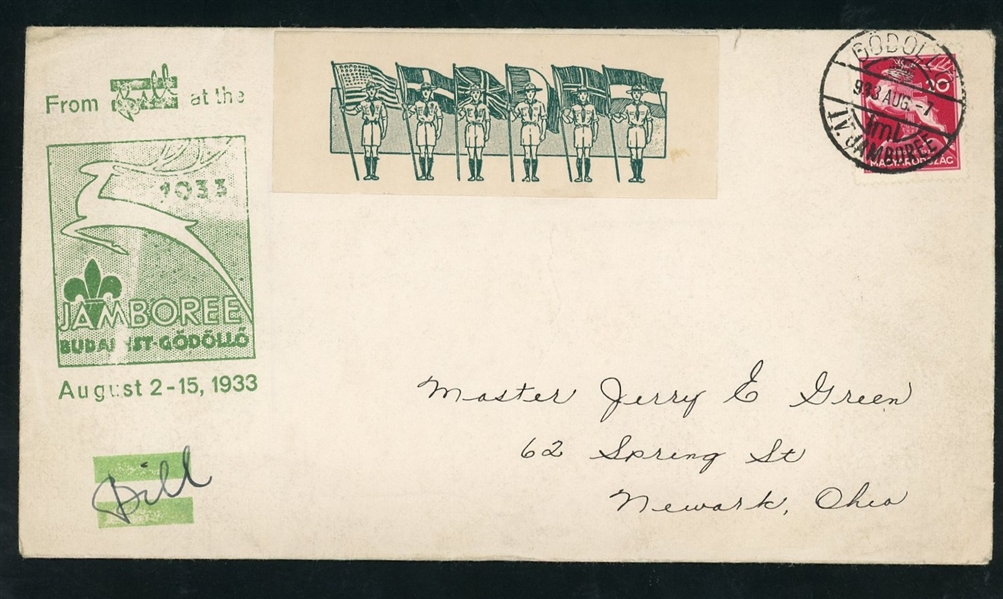 Historical Cover from the 1933 4th World Scout Jamboree, Godollo, Hungary (Est $100-$200)