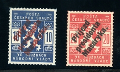 Czechoslovakia Scout Local Issues OL1-OL2 with "Arrival of President Masaryk" Overprints (SCV $4900)