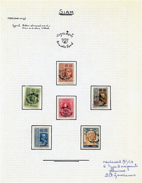 Thailand Scott B18-B23 MH Complete Set, 1920 Scouts Fund Overprints  (SCV $525)