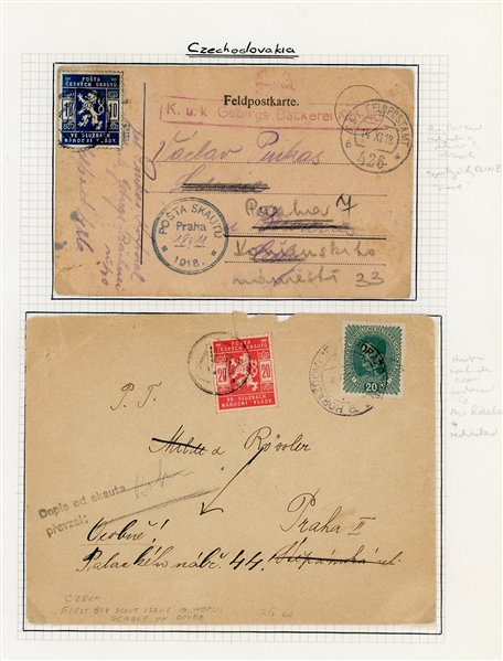 Czechoslovakia Scout Local Issues Scott OL1-OL2 Stamps and Covers (Est $200-300)