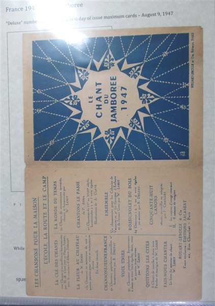 1947 France 6th World Scout Jamboree Exhibit (Est. $150-$200)  