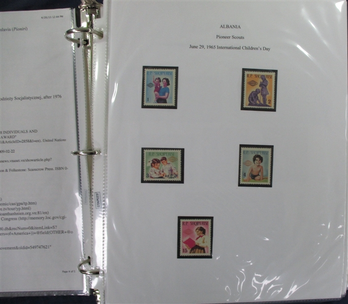 Worldwide Young Pioneer Scouts on Stamps Collection (Est $200-$250)  