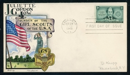 USA Scott 974 Dorothy Knapp First Day Cover - 1948 Juliette Gordon Low Girl Scouts (Est $1500-2000)