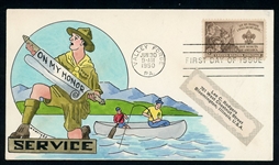 USA Scott 995 First Day Cover, William N. Wright Hand-Painted -1950 Boy Scouts (Est $150 -250)