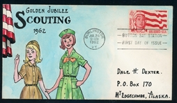 USA Scott 1199 First Day Cover, Herman R. Maul Hand-Painted -1962 Girl Scouts (Est $150 -250)