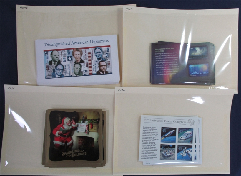 USA 10 Different Souvenir Sheets, Qty 25 of Each (Face $429)