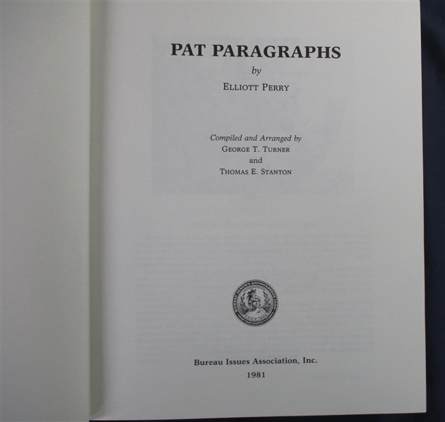 PAT Paragraphs by Elliott Perry (Est $20-25)