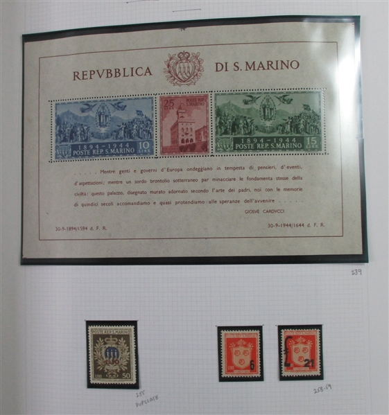 San Marino Collection to 1999 in 2 Davo Albums (Est $700-800)