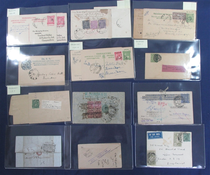 India and States - Covers, Postal Cards and Stampless Military Covers (Est $700-$1000)