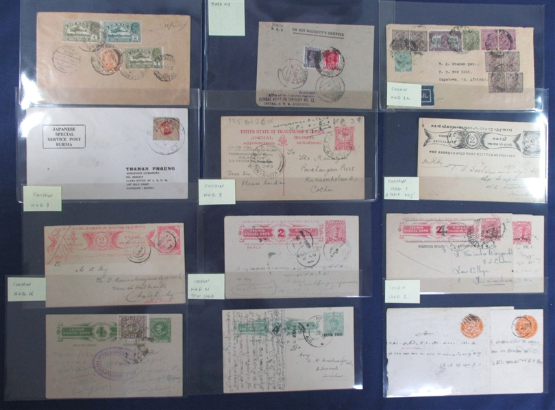India and States - Covers, Postal Cards and Stampless Military Covers (Est $700-$1000)