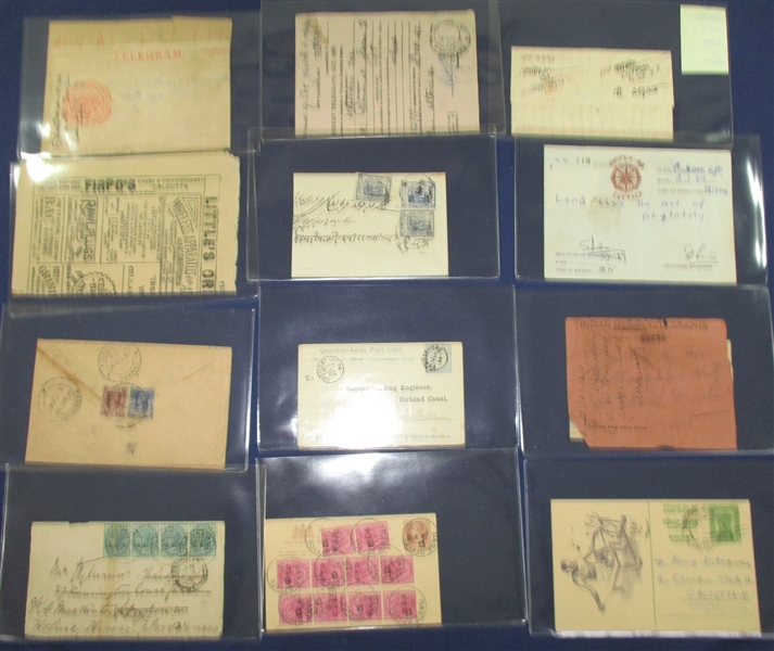 India and States - Covers, Postal Cards and Stampless Military Covers (Est $700-$1000)