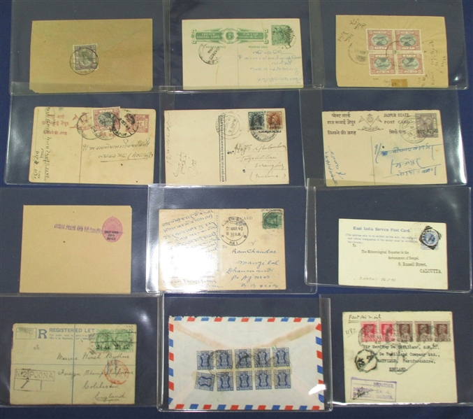 India and States - Covers, Postal Cards and Stampless Military Covers (Est $700-$1000)