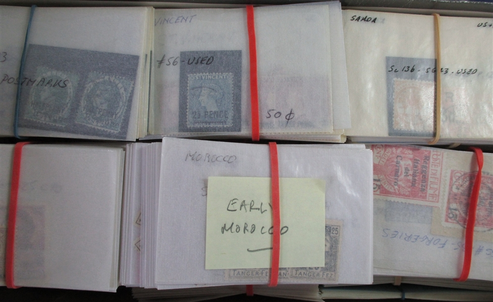 Worldwide Hoard in Glassines - 1000's (Est $1500-2500)