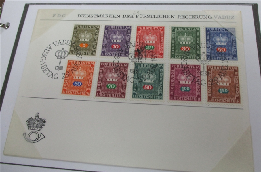 Liechtenstein and Switzerland First Day Covers (Est $200-300)