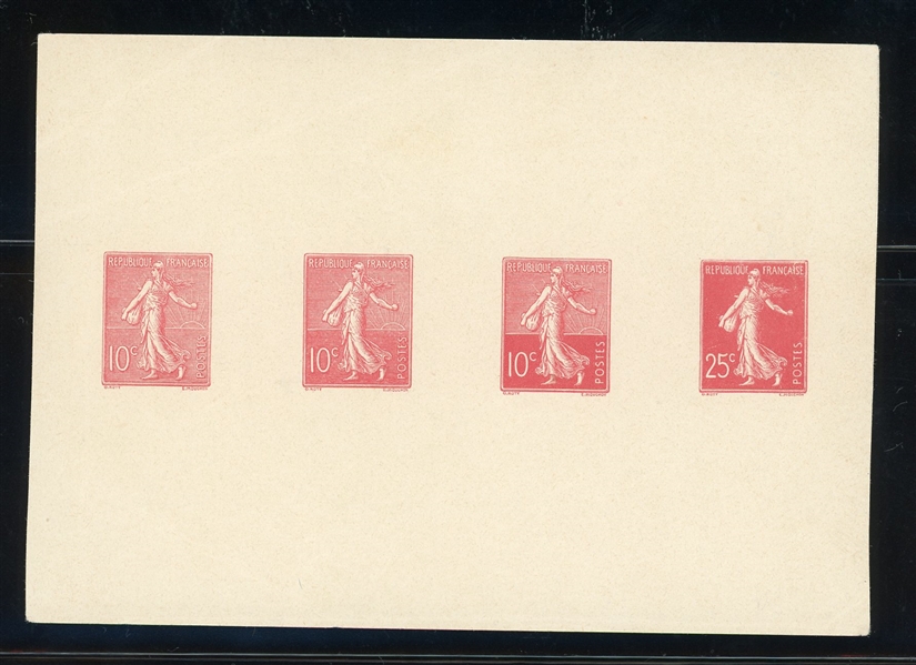 France 10¢ Sower Issue - 4 Essays on One Sheet (Est $300-400)