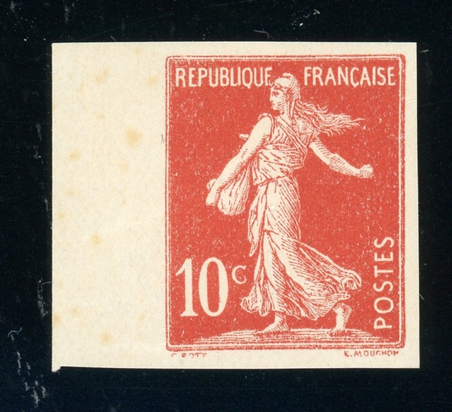 France 10¢ Sower on Ground Issue - Imperforate Essay on Stamp Paper (Maury €450)