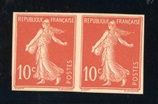France 10¢ Sower Issue - Imperforate Pair on Card Proof (Maury €700)