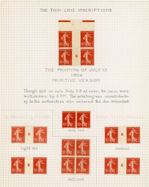 France 10¢ Sower Issue - 1906 The Thin-Line Inscriptions, Primitive version (Maury €1125)