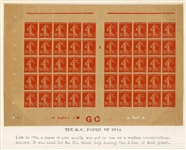 France 10¢ Sower Issue - Bottom Double Pane of 25 with "GC" in Lower Selvage (Est $800-1000)