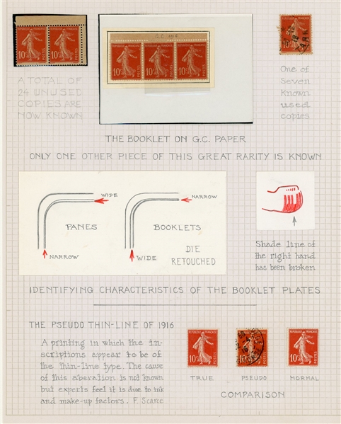 France 10¢ Sower Issue - Bottom Double Pane of 25 with GC in Lower Selvage (Est $800-1000)