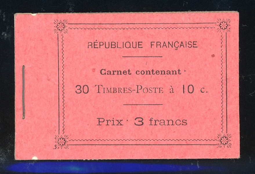 France 10¢ Sower Issue - 1918 Complete Booklet of 30, Spink/Maury 23 (Maury €2500)