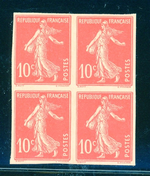 France 10¢ Sower Issue - Imperf Block of 4 MHR (Maury €1600)