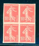 France 10¢ Sower Issue - Imperf Block of 4 MHR (Maury €1600)