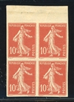 France 10¢ Sower Issue - Imperf Block of 4 on Thin Experimental Paper (Est $1200-1800)