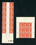 France 10¢ Sower Issue - Partial Sheets Destined for 1918 Booklets (Est $1000-1500)