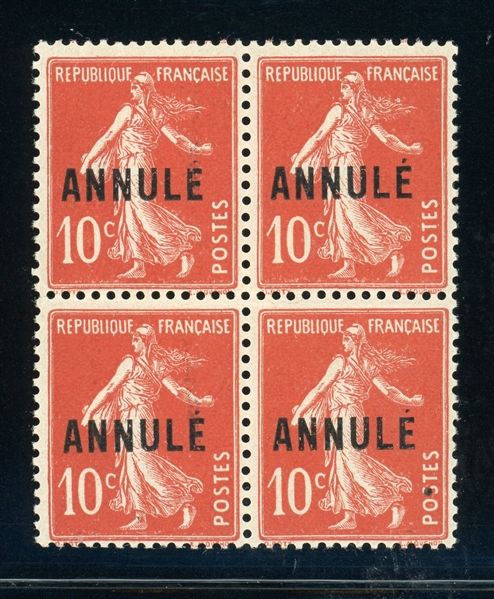 France 10¢ Sower Issue - Block of 4 with ANNULE Specimen Overprint (Maury €220)