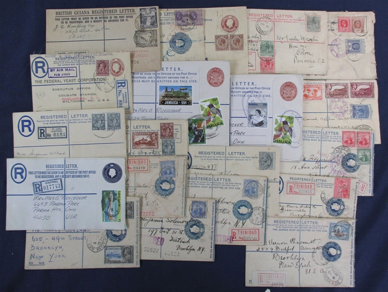 British West Indies Used Registered Letter Postal Stationery (Est $175-250)