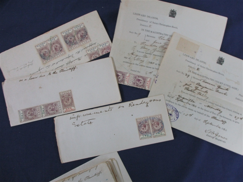 Leeward Islands Revenue Stamped Documents, 1919//1933 (Est $350-450)