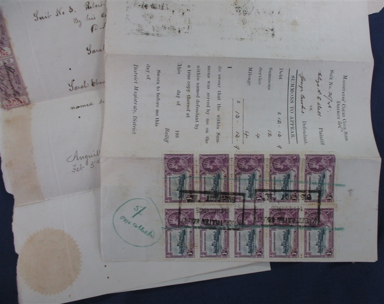 Leeward Islands & St Kitts-Nevis Revenue Stamped Documents (Est $250-300)