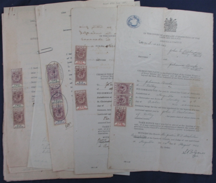 Leeward Islands Revenue Stamped Documents (Est $400-600)
