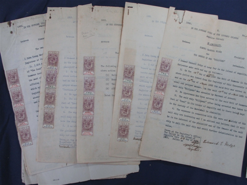 Leeward Islands Revenue Stamped Documents (Est $400-600)