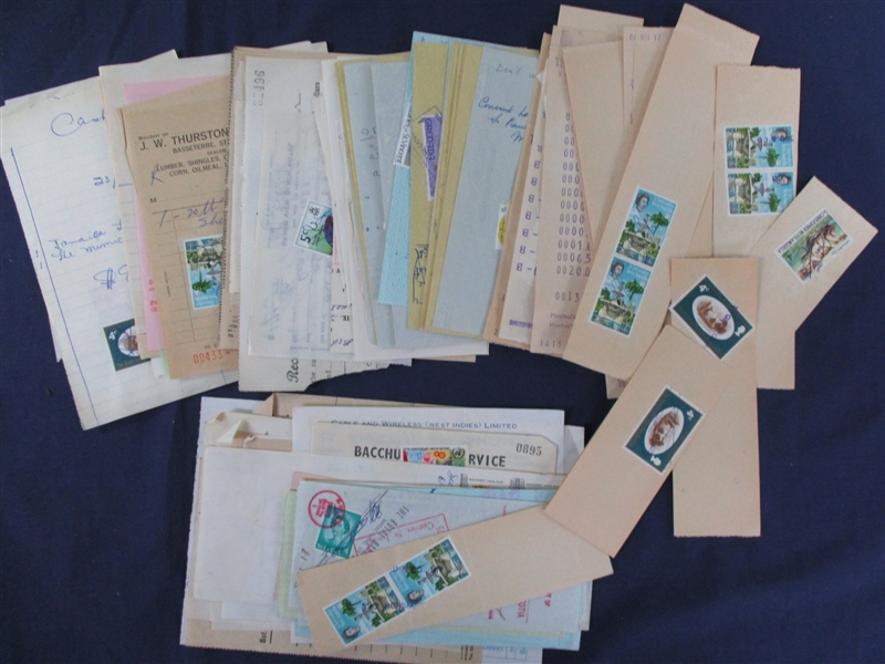 Receipts and Checks with Revenue Stamps - All British (Est $60-90)