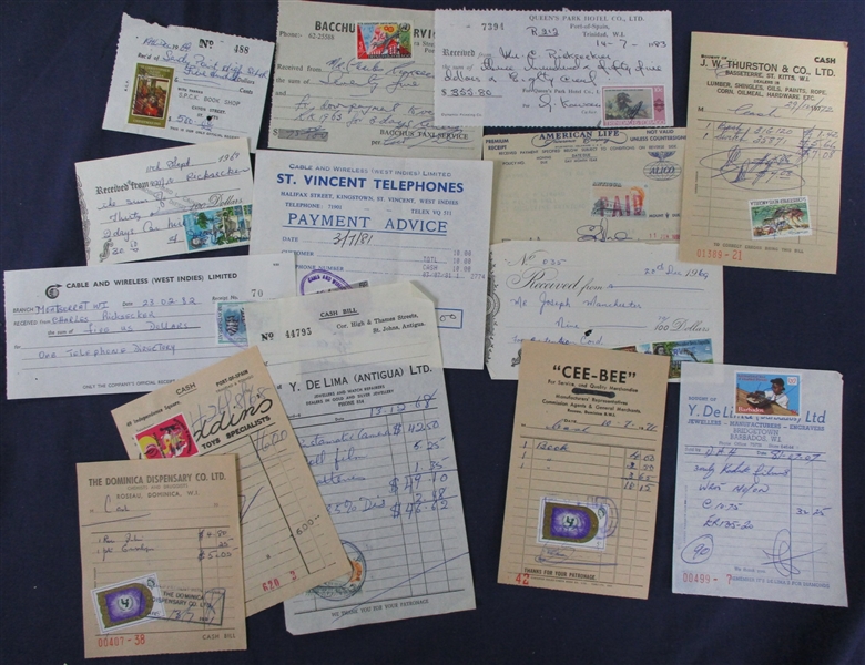 Receipts and Checks with Revenue Stamps - All British (Est $60-90)