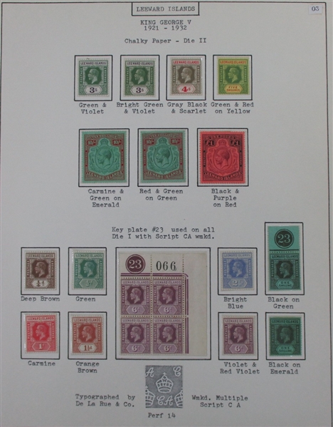 Leeward Islands Mostly Mint Collection 1921-1954 (Est $250-300)